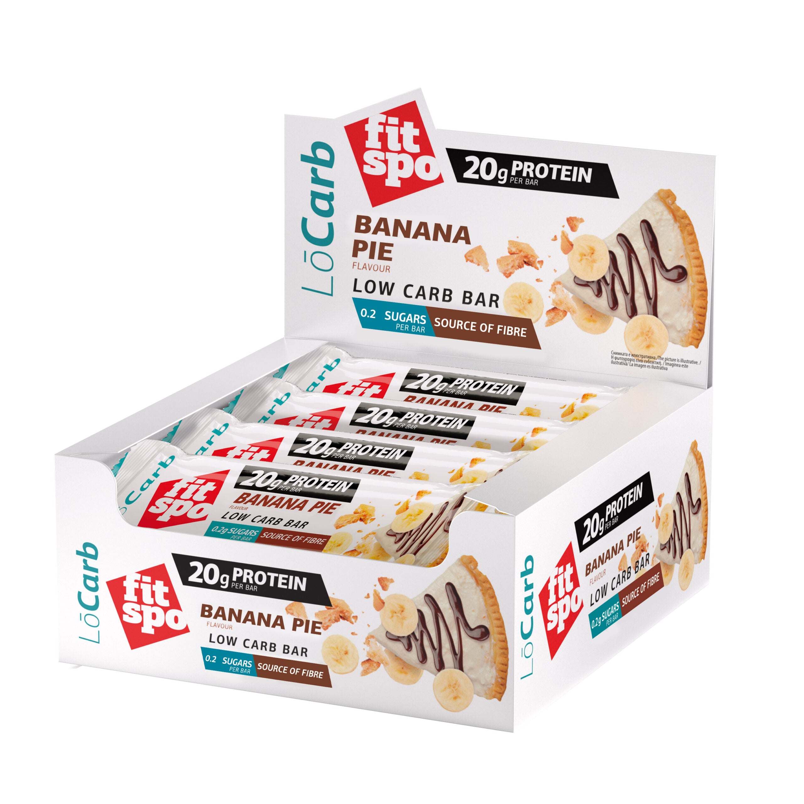 FitSpo Protein bar Lo Carb 20g,Banana Pie, 60g