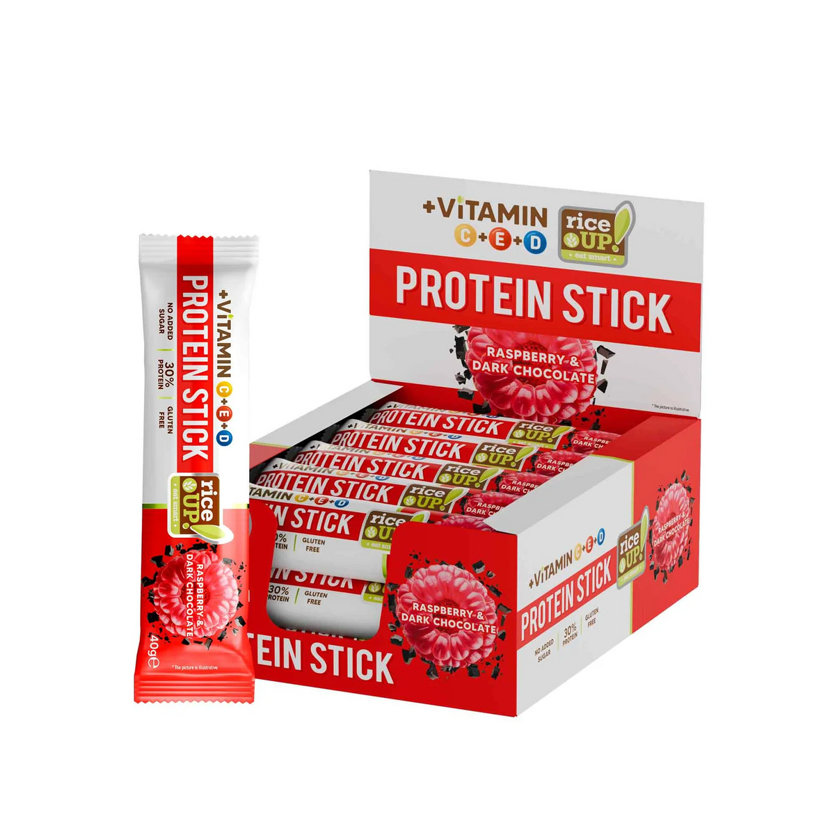 RiceUP! Vitamin Protein Stick Raspberry & Dark Choco 40g